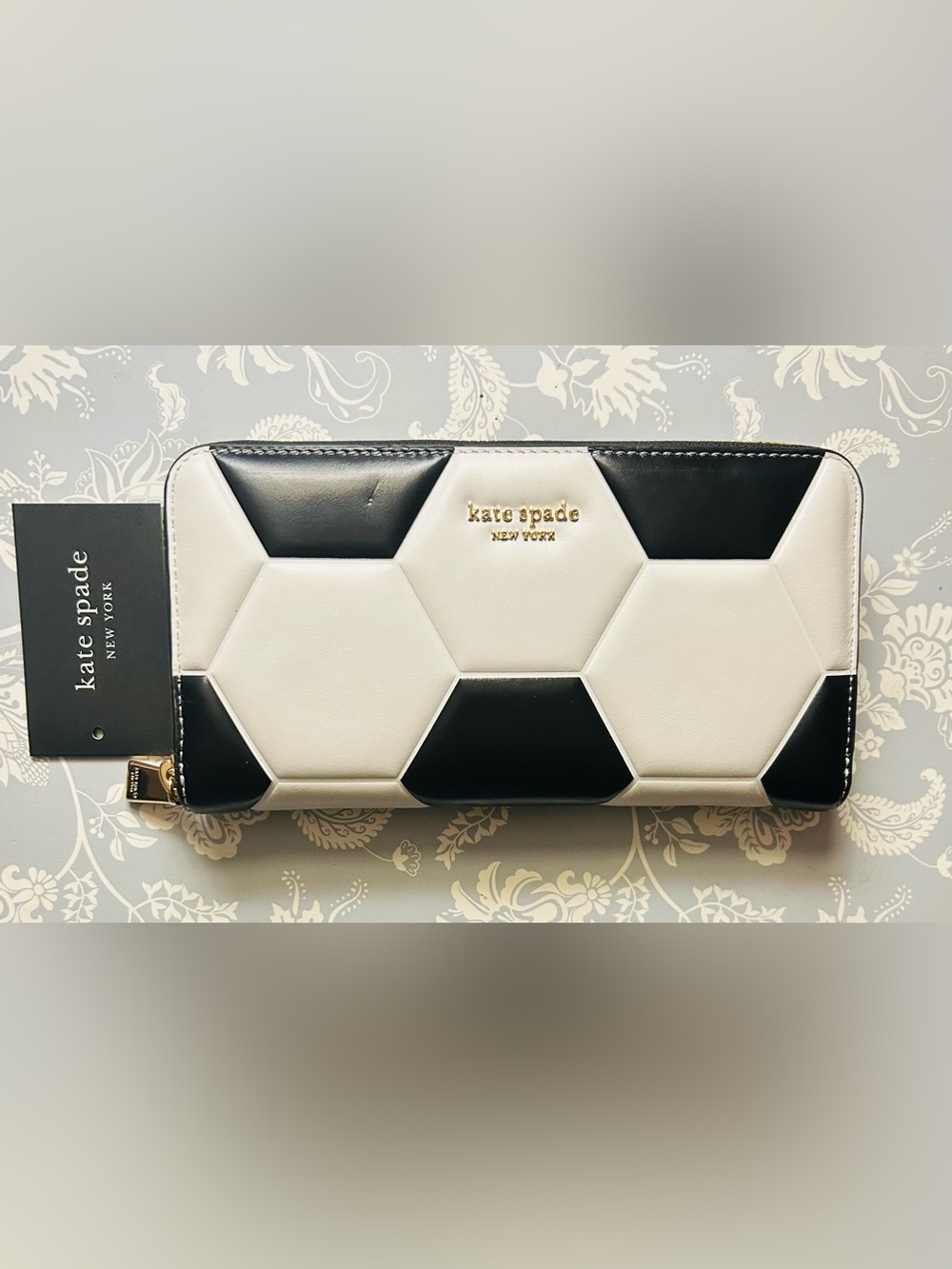 Kate Spade Soccer Ball limited edition zip around large continental wallet rare